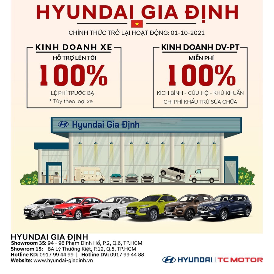 Hyundai Gia Định – chính thức hoạt động trở lại từ 01/10/2021