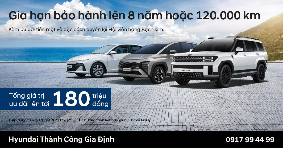 Hyundai Thành Công triển khai chương trình ưu đãi kép – nâng bảo hành lên 8 năm kèm hỗ trợ tài chính lên tới 200 triệu đồng